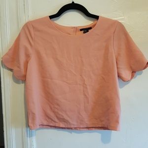 Salmon Tulip Crop Top Blouse